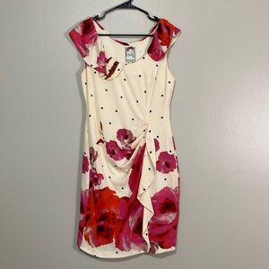 Yoana Baraschi Women Dress Polka dot Floral Dress Sleeveless Cream Red Size 4